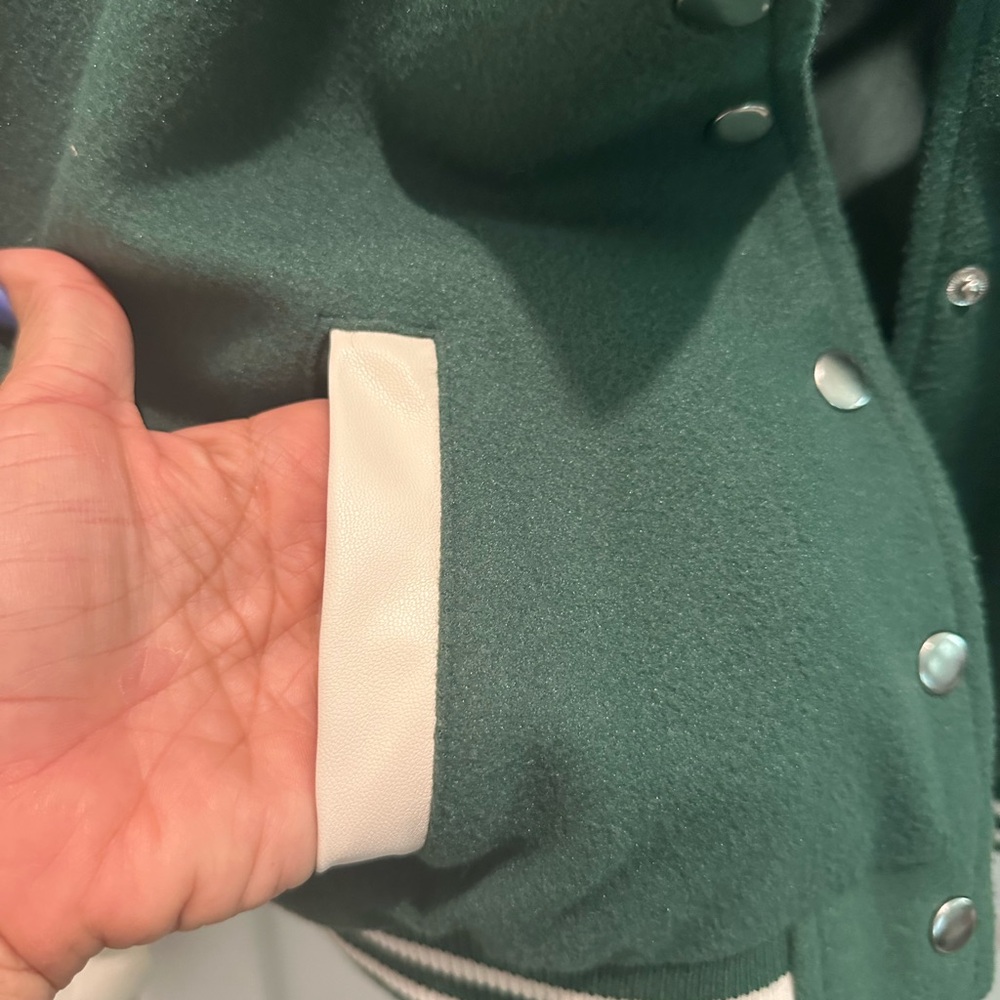 Love Tree Forest Green and Cream Varsity‎ Jacket - Picture 7 of 10